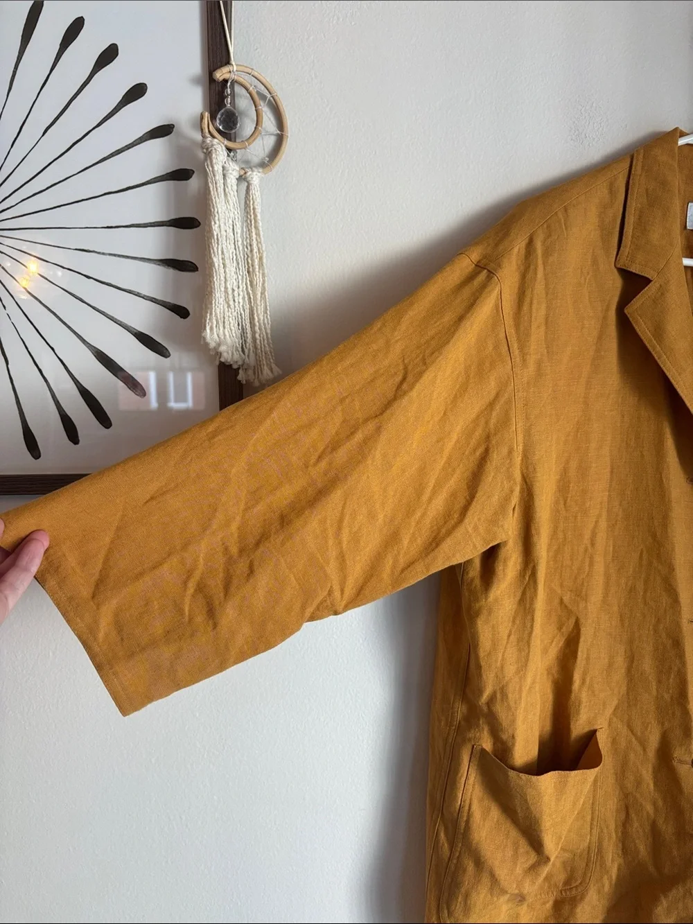 MaxMara Mustard Yellow 100% Linen Blazer Jacket Womens Sz 8 made in Italy EUC
